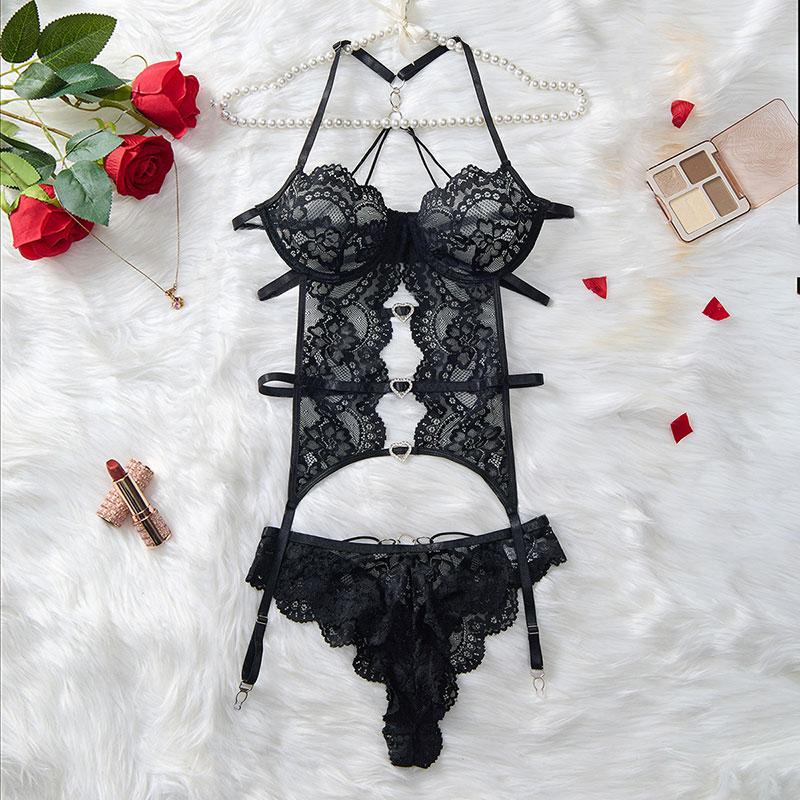 Women Lingerie Garter Belt Bra Underwear Set Sexy Outfits Lace Push Up The Bras Teddy Babydoll Porn Bodysuit