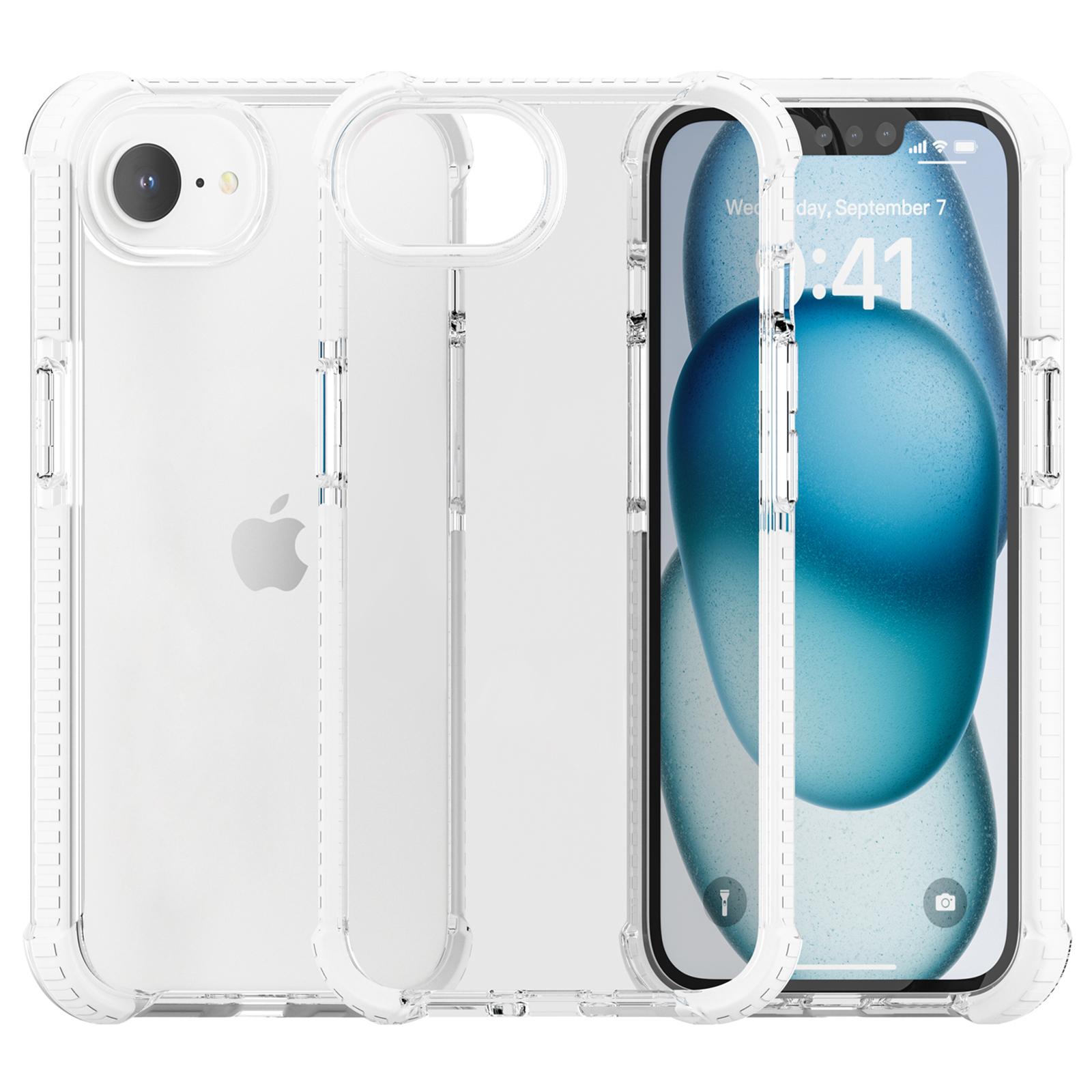 

For iPhone 16e Case 3-in-1 Drop Protection TPU+TPE+Acrylic Phone Cover White+Clear