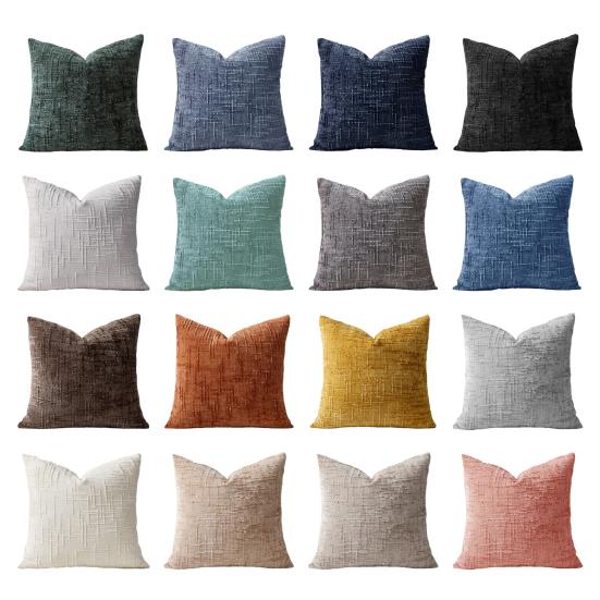Textured Pillow Cover 18" x 18" Solid Color Throw Pillow Cover Decorative Pillow Case with Hidden Zipper for Couch Sofa Car Travel