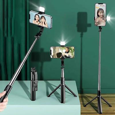 Foldable Wireless Bluetooth Selfie Stick Remote Shutter Tripod with Fill Light 360-Degree Rotation for Tiktok Live Broadcasting