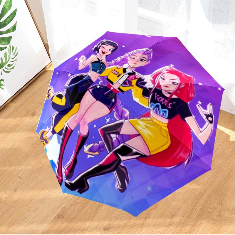 Superhero Kpop Friends Umbrella Folding Umbrella, Automatic Umbrella 8-Frame for Travel, Camping Use Gift for Halloween Christmas