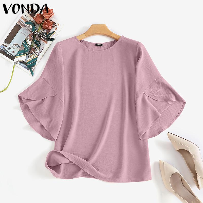 

Летние тонкие женские однотонные топы VONDA с ​​нерегулярными рукавами