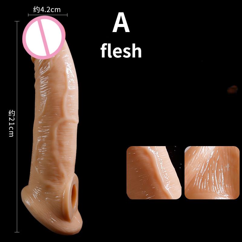 21cm Realistický rukáv na penis Velký rukáv na zvětšení penisu Zámek na prodloužení penisu Sperm Kondom Sexuální hračky pro muže Sexuální produkty