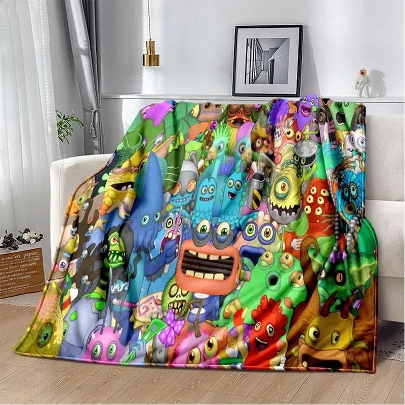 My Singing Monsters videospill tegneserie Mykt plysjteppe,flanellteppe Dyneteppe for stue soverom Sengsofa Piknik