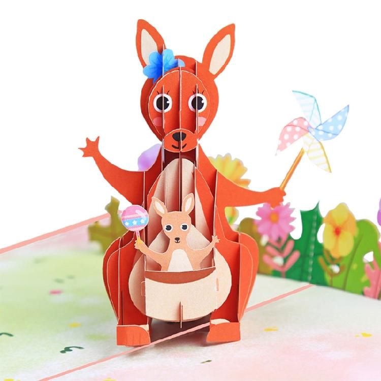 3D Mother Day Animal Kangaroo Greeting Card Wedding Birthday Party Invitation