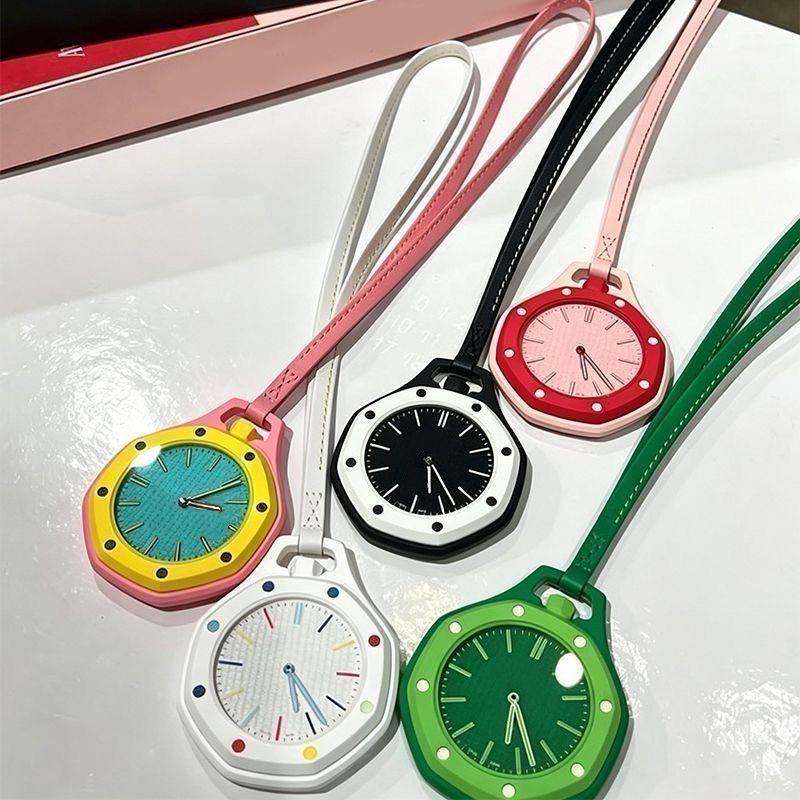 Unisex Octagonal Silicone Pendant Necklace Quartz Pocket Watch for Children