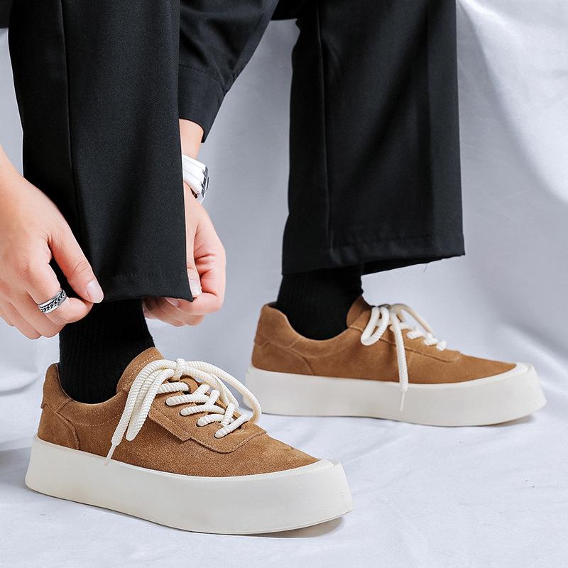 British style mens casual desert shoes lace-up cow suede leather oxfords shoe cowboy flats platform sneakers street footwear man