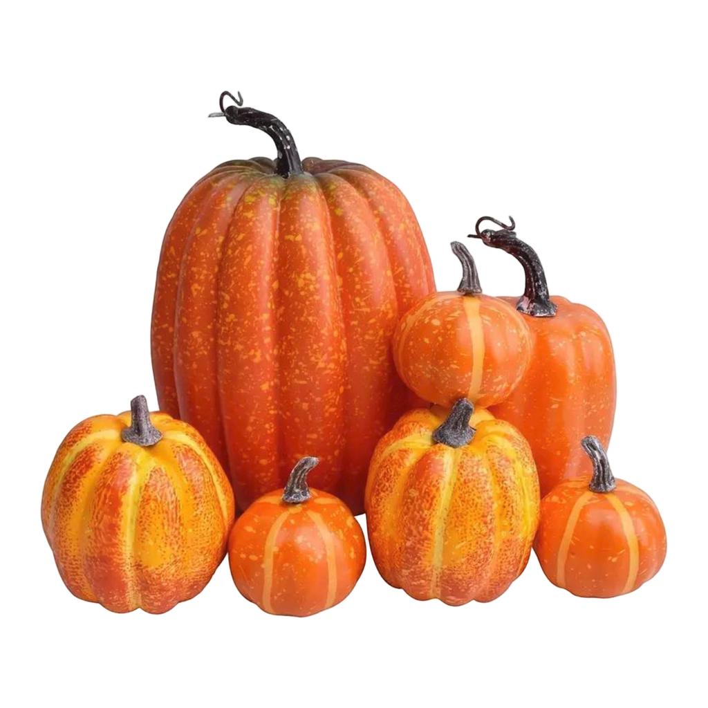 Künstliches Kürbis-Set für Halloween-Dekorationen - 7-teiliges rustikales Herbst-Thanksgiving-Mittelstück und Küche