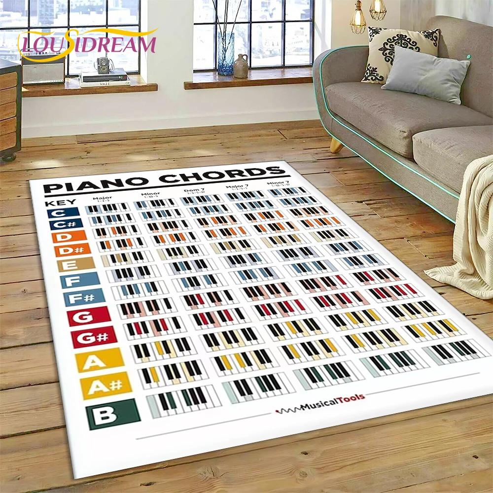 3D Guitar Chords Theory Chart Music Carpet Rug for Bedroom Living Room Home Sofa Decoration,Children Game Large Decor Floor Mat