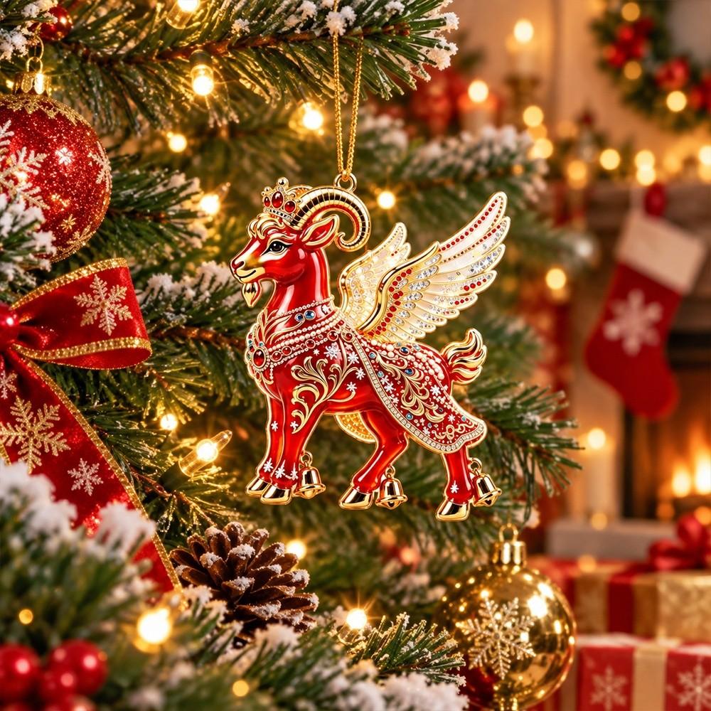 2D Flat Goat Pendant Shining Christmas Tree Ornament Animal Hanging Decoration  Shop Window Display