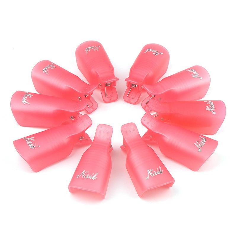 10 Stück/Beutel Nagel Acryl Entferner Clip zum Entfernen von UV LED Gel Lack Lila Rosa Maniküre Werkzeuge Nagelzubehör für Profis
