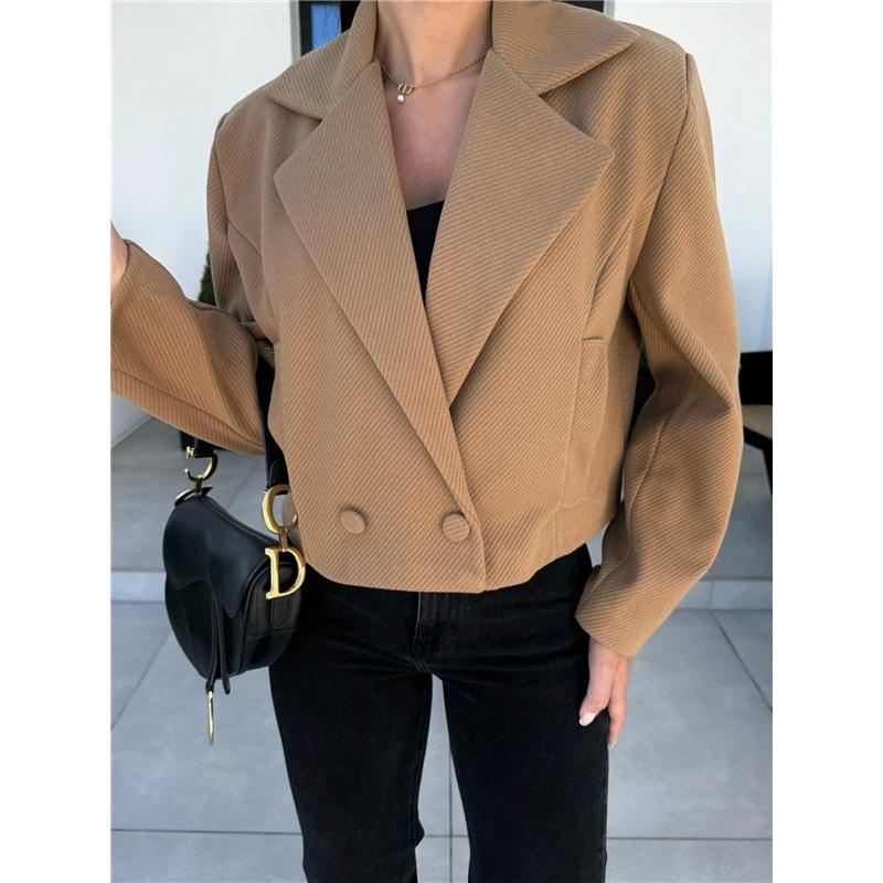 Manteau en laine simple pour femme à col tailleur britannique