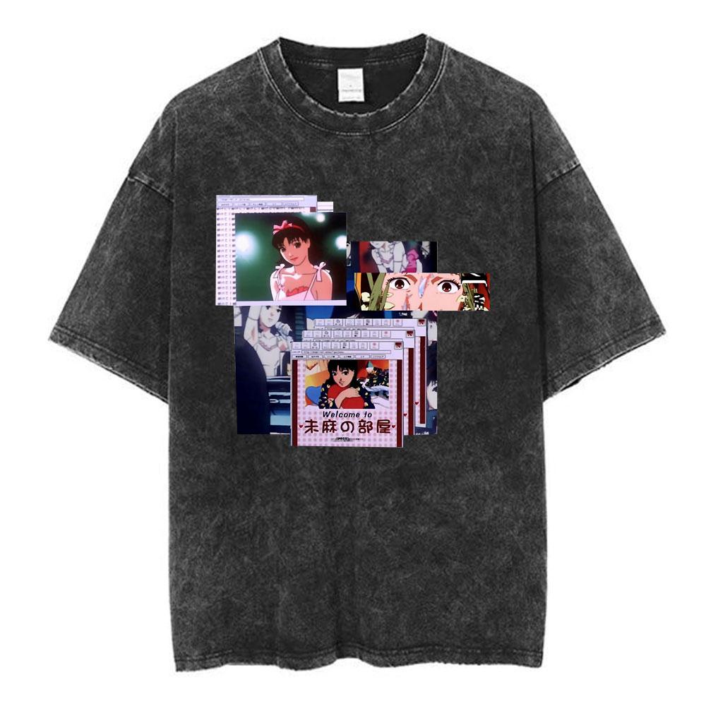 Anime Perfect Blue Mima Kirigoe Vintage Washed TShirt Men Women Clothing Fashion Aesthetic Short Sleeve Oversized T Shirts Tops