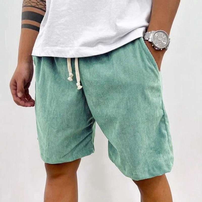 Summer New Men's Casual Comfortable Drawstring Corduroy Retro Shorts