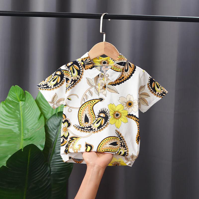 Children's Printed T-shirt Cotton Boy's Polo Shirt Stand Collar Short Sleeve T-shirt Printed Short Sleeve Shirt Trendy Top Korean Style Casual T-shirt