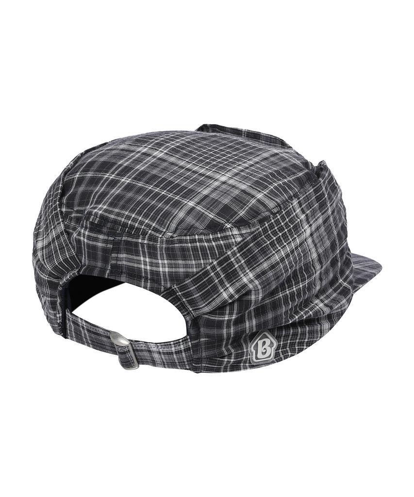 BAUF Asymmetrical Shirred Cap [Black Check]