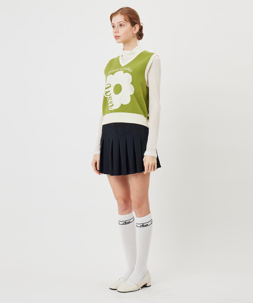 AVEN Paula Garden Flower Knit Vest Green