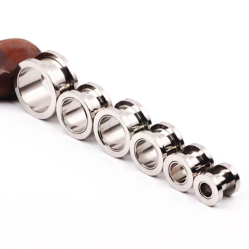 Black & Silver Electroplated Titanium Steel Ear Expander (1.2-25mm) Piercing Jewelry
