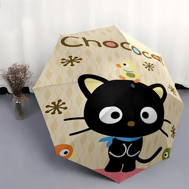 1pc Chococat Duck Automatic Folding Umbrella - Portable 3-Fold Design with Iron Frame, Perfect for Outdoor Use, Festive Gifts, Travel, Daily Use, Suit