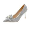 Fashion Aphixta 8cm 6cm Stiletto Heels Wedding Pumps Women Party Shoes Silver Crystal Butterfly Knot Pointed Toe Sexy High Heels
