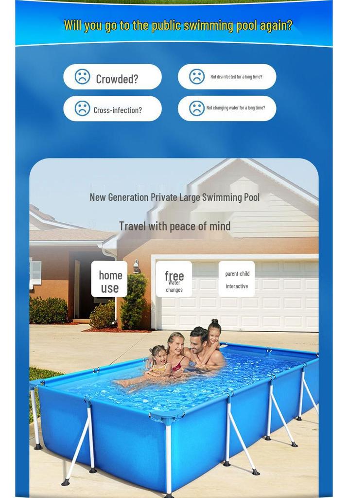 Square Canvas Swimming Pool: Thickened, Foldable Frame for Children & Home Use