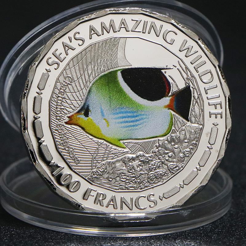African Tropical Fish Commemorative Coin, Marine Animal Gold and Silver Coins, Clownfish Commemorative Silver Coins, Foreign Currency, Coins