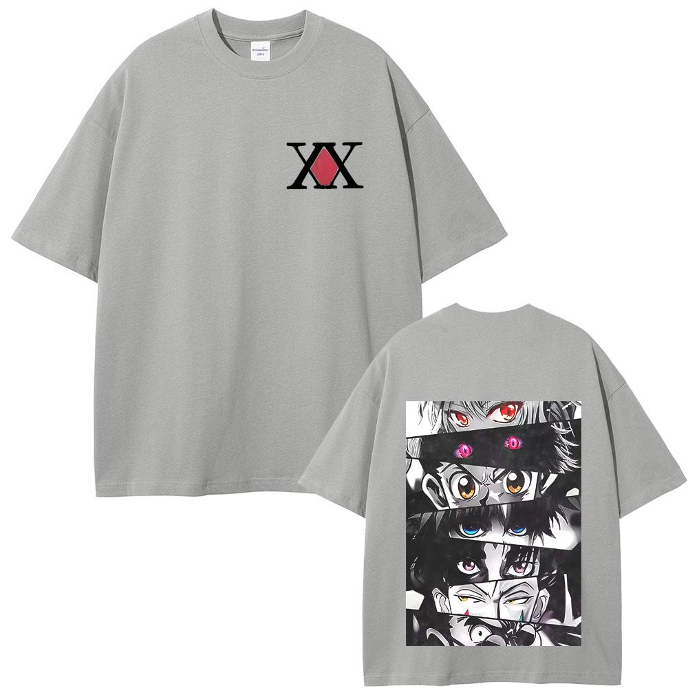 Anime Hunter X Hunter Augen Grafik T-Shirt Herren Damen Hohe Qualität Weiche Baumwolle T-Shirts Männliche Mode Manga Übergroß Streetwear
