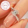 Elegant 925 sterling silver ring with diamond inlay, suitable for everyday wear and gift occasions, Valentine's Day jewelry, round engagement ring
