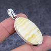 Yellow Septarian Gemstone Handmade 925 Sterling Silver Pendant 2.17" Q3f95