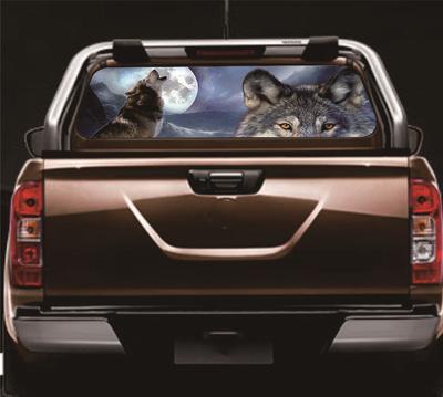 Wolf & Moon Rear Window Sticker Perforated Window Graphic Sticker for SUV 135x36cm