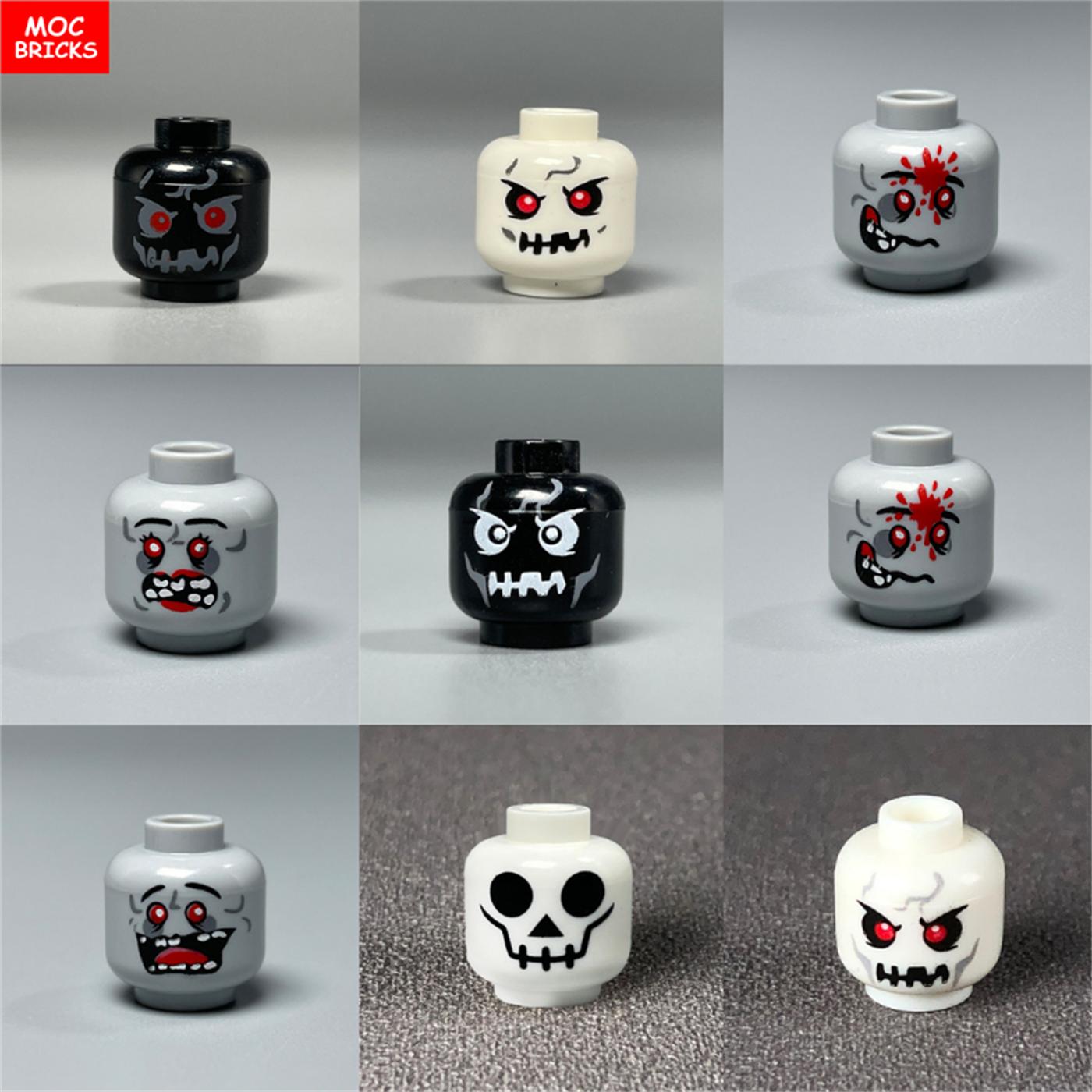 Yiran Toy 8Pcs Moc Bricks Zombie Printed Face Head Devil Expression 4Cm Action Figure Do-It-Yourself Learning-Focused Constructing Blocks Toys Children