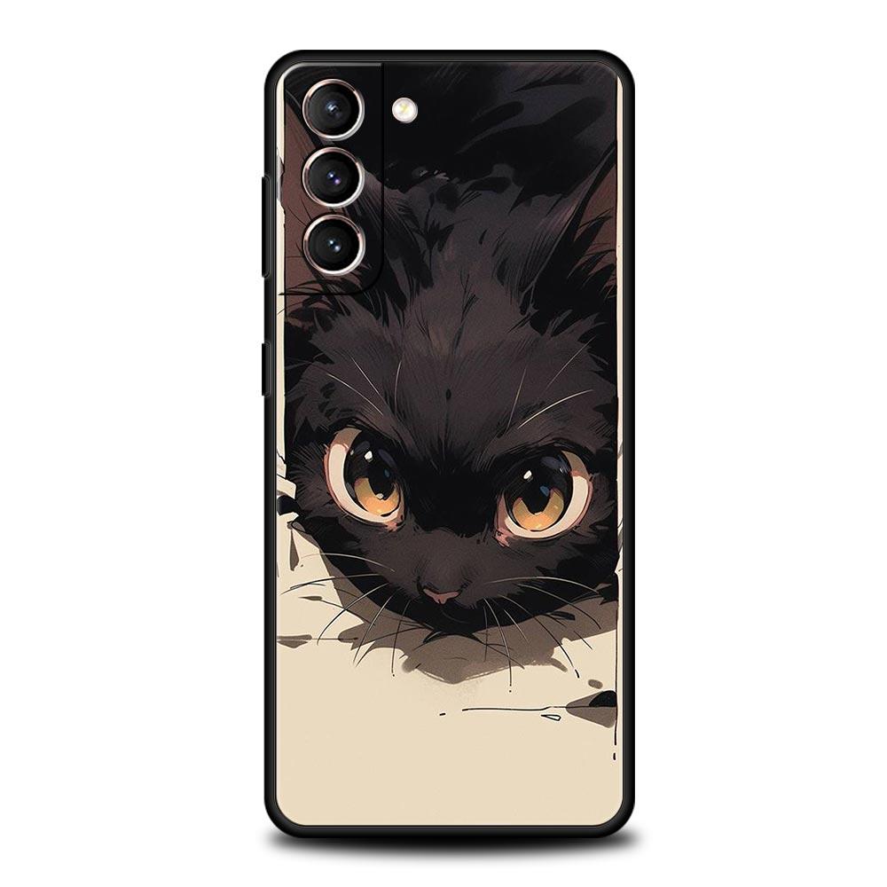 cartoon lovely cat Art fashion Phone Case For Samsung Galaxy S24 S23 S22 S20 Ultra S21 FE 5G S10 S9 Plus S10E S8 Silicone Cover
