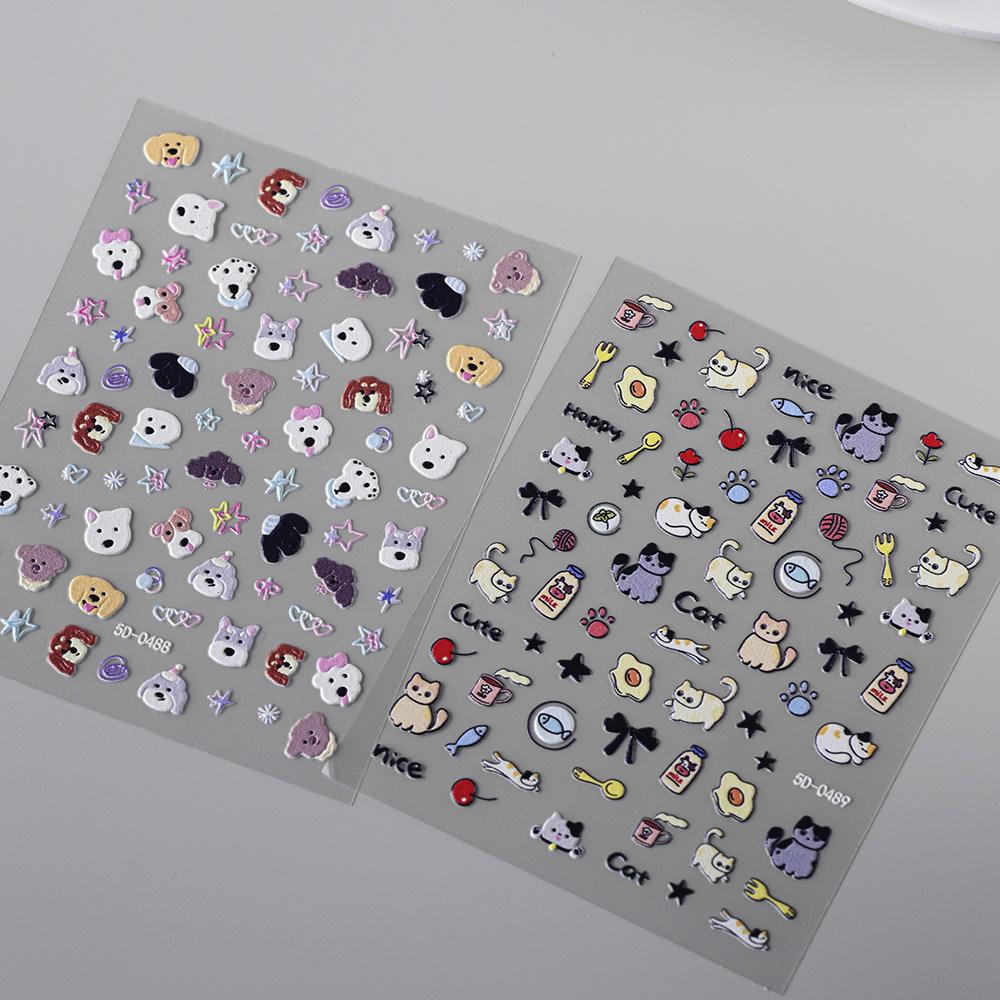 Cute Dog & Cat Stickers Pack Kawaii Pet Embossed Decals for Students DIY Craft Scrapbooking Album Card Making Stationery