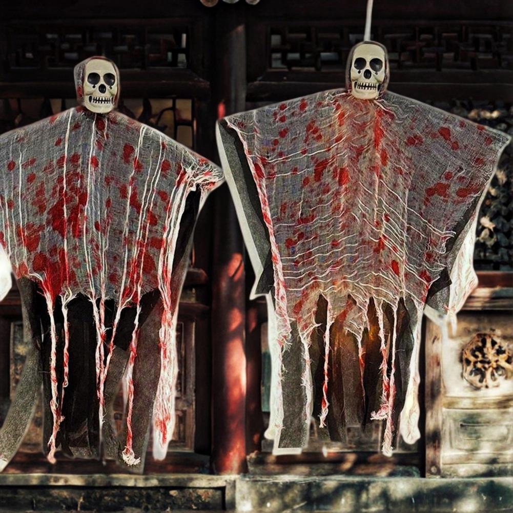 Halloween Hängende Geisterstatue Dekorative Fliegende Schädel Hängende Geister Requisiten für Hof Horrorhaus Eingang Dekoration