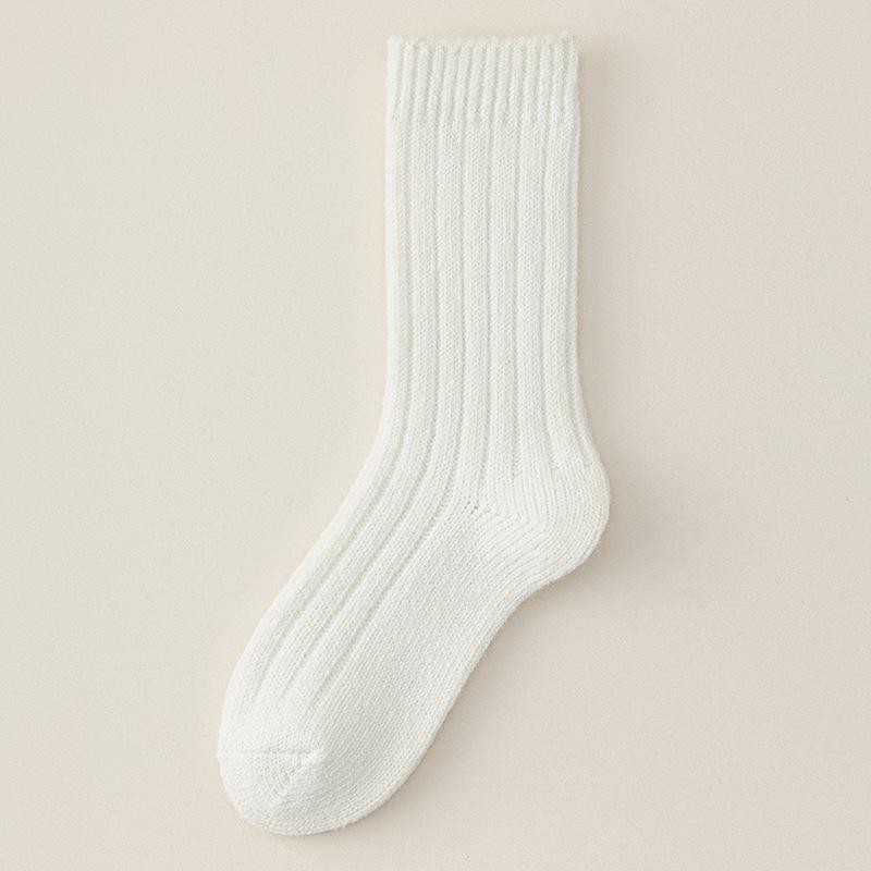 Wool Socks Children'S Medium Tube Socks Season Warm And Piled Thickened Versatile Solid Color Retro Cashmere Stacking Socks