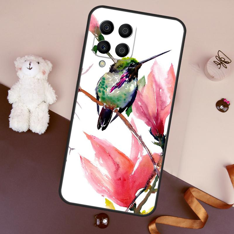 Kolibri och Blommor Fodral För Samsung Galaxy M36 M55 M35 M15 M56 M16 M54 M14 M34 M31 M11 M13 M53 M12 M32 M52 M06