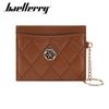Boiseen New Women's Card Bag Quilted Embroidered Thin Change Bag Rhombus Buckle Card Cover