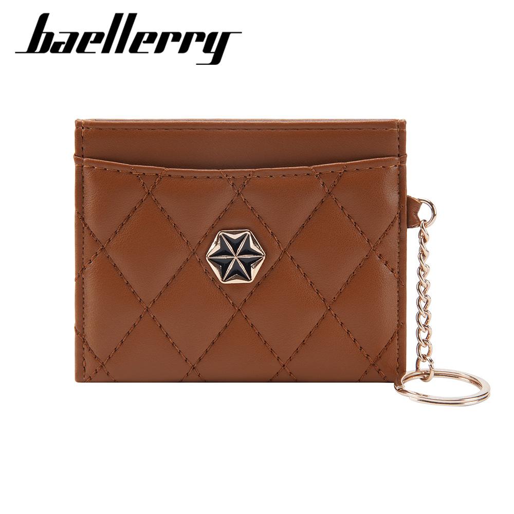 Boiseen New Women's Card Bag Quilted Embroidered Thin Change Bag Rhombus Buckle Card Cover