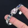Daughters Day Sale Natural Pink Tourmaline Blue Topaz Artisan Bangle 925 Silver