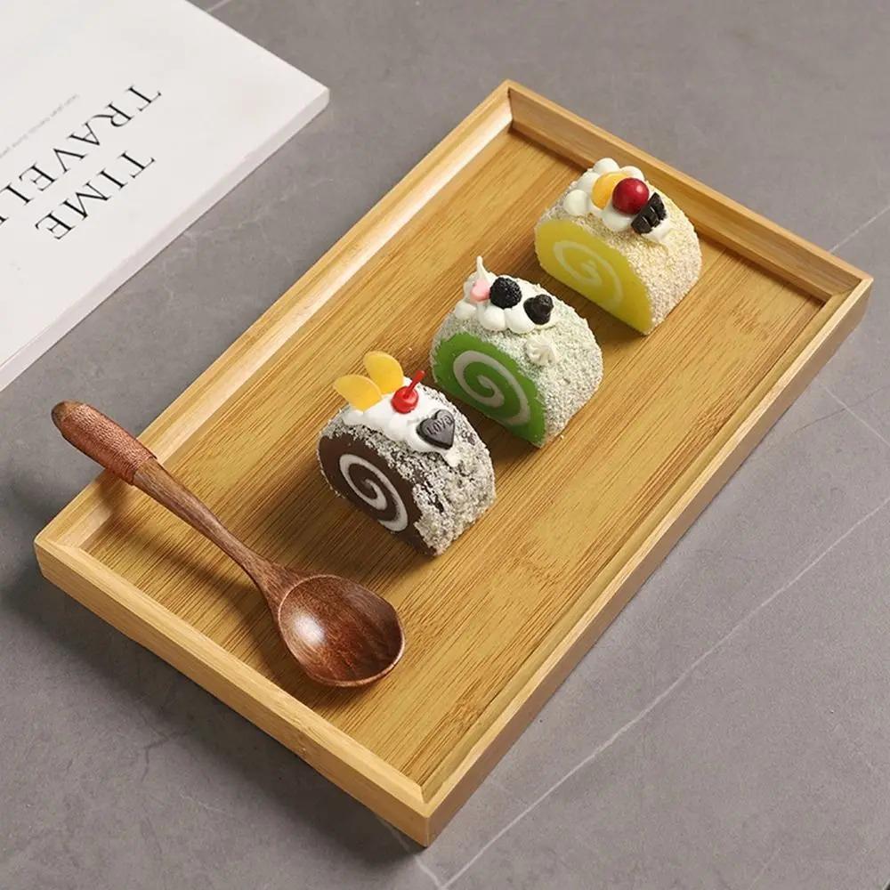 Smooth Surface Tea Set Serving Tray Bamboo Brunch Tray Household Hotel Dinner Plate Afternoon Tea