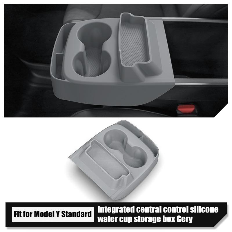 For Tesla Model Y Standard 2025 Silicone Central Control Cup Holder Storage Box Accessories Multifunctional Car Auto Accessories