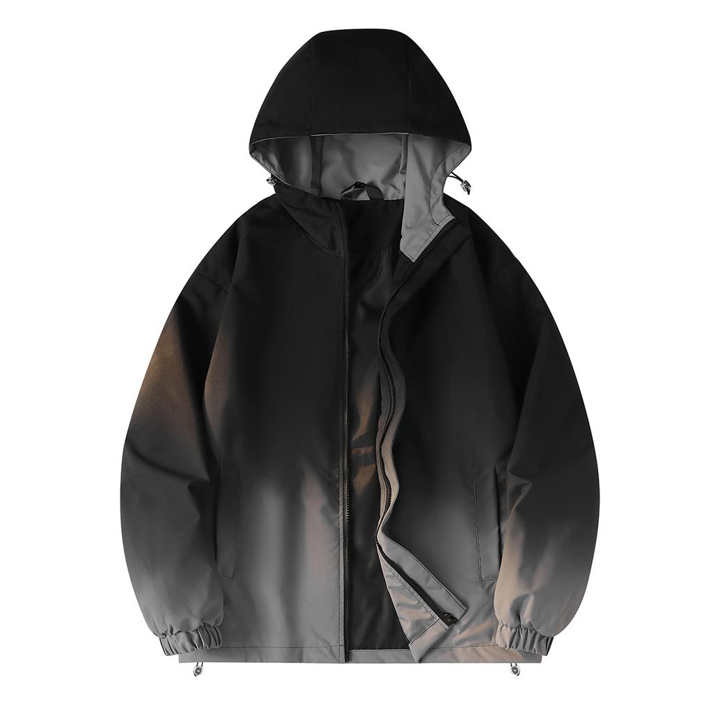 New Spring American Retro Gradient Loose Hooded Casual Jacket Men's Fashionable Jacket
