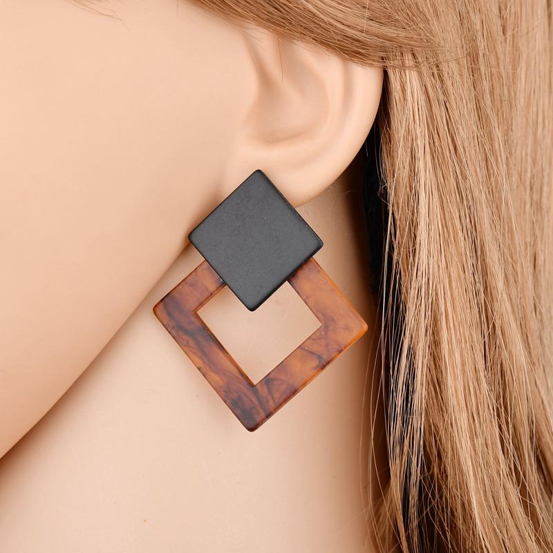 European and American style popular new fashion geometric hollow acrylic earrings temperament exaggerated hipster earrings