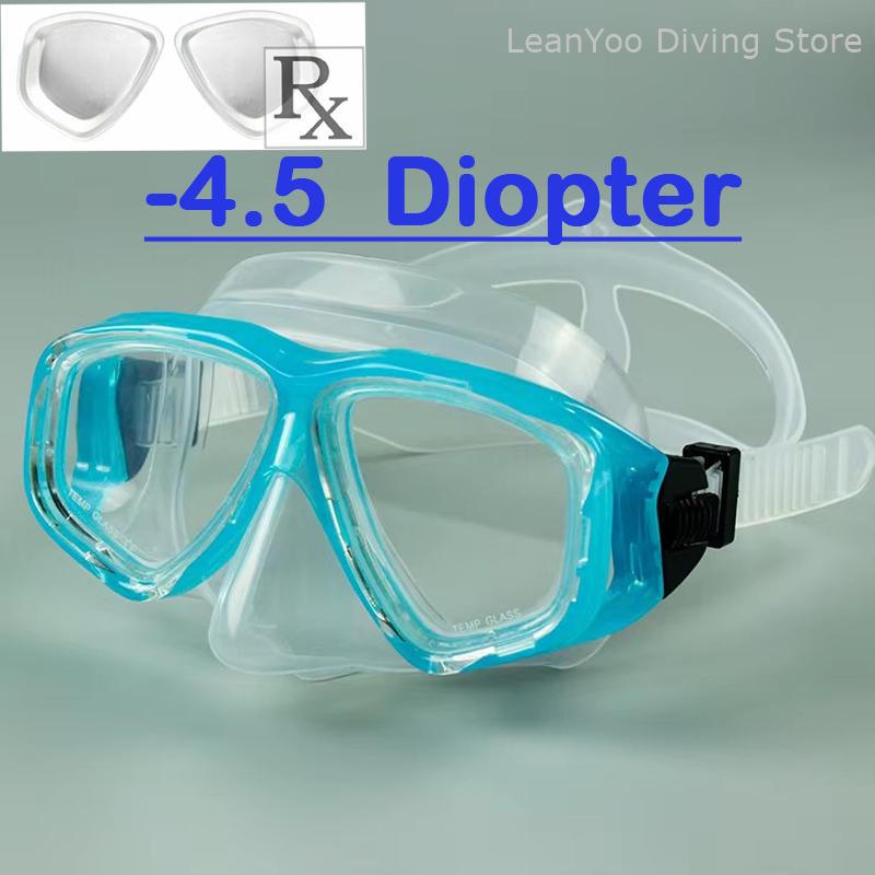 Optical Tempered Glass Diving Goggles Corrective Swimming Mask for Short-Sighted Swimmers Power Range -1.0 To -8.0 Diopter
