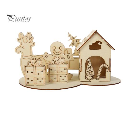 Dřevěný dům Puzzle Block Vánoční Stavebnice Ornament Kit Vánoční dekorace na plochu Vzdělávací kutilské řemeslo pro děti a dospělé