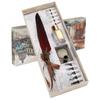 Feather Pen Set Vintage Creativity Ink Carving Writing Suit for Lover Teacher Classmate GiftBurgundy