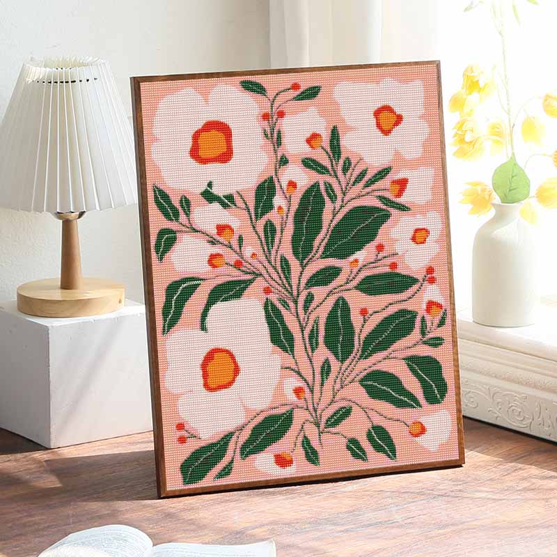 DIY Full Drill Diamond Painting Kit Pink Aesthetic Floral Art Rhinestone Art Canvas for Cozy Home Decor Gift Wall Art Craft Decorations