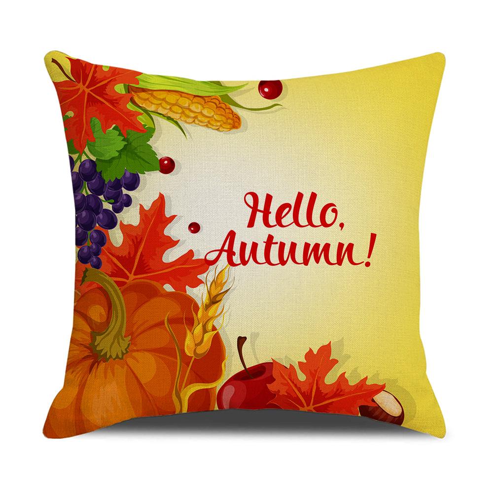 Harvest Series Cushion Cover Yellow Autumn Pumpkin Maple Leaf Pillow Cushion Cover Home Cushion Cover