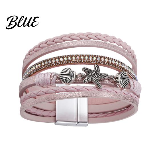 Bracelet Casual Accessory Women Braided Multi-Layer Bohemian Faux Leather Rope