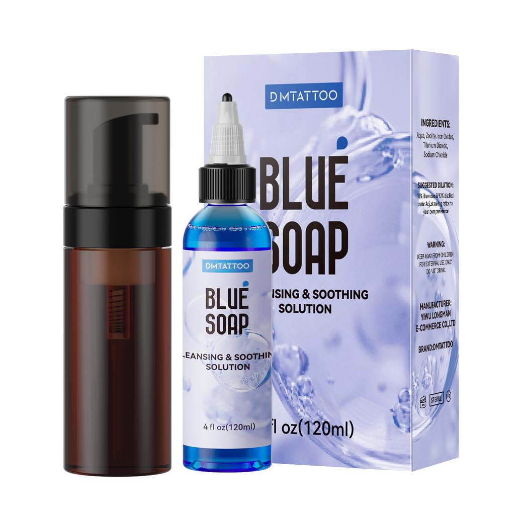 30/120ML DM Tattoo Blaue Seife Reinigungs- & Beruhigungslösung Komplettes Set Tattoo Studio Eyeliner Lippen Augenbrauen Zubehör